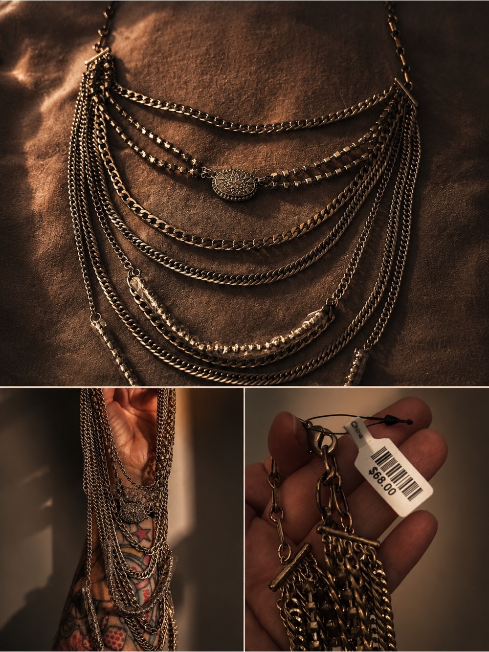 Free People Layered Brass-Tone Multi-Chain Necklace - Brass - Picture 2 of 4